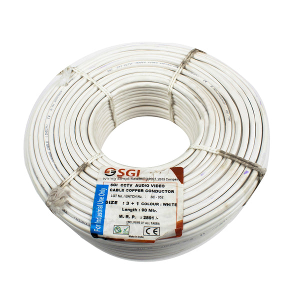 CCTV Wire Cable 3+1 ALL Copper + Only Brading Alloy (90 Meter) - MirageGrove