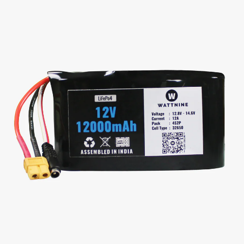 Wattnine 12V 12000mAh LiFePo4 Battery Included BMS Protection