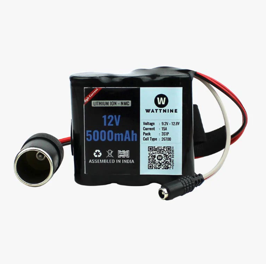 Wattnine 12V 5000mAh 15 A Lithium Ion NMC Battery