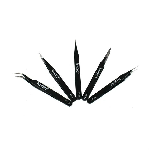 HOKI Anti-static Stainless Steel ESD Precision Tweezers Set (Black) Miragegrove