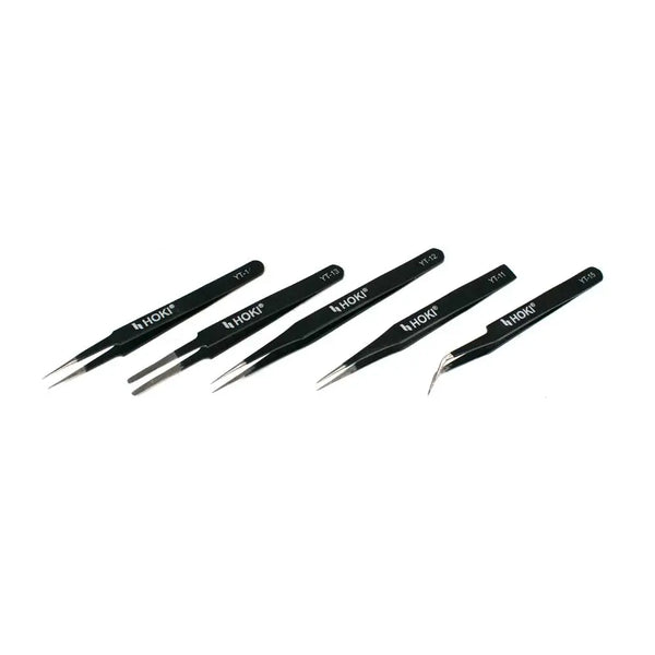 HOKI Anti-static Stainless Steel ESD Precision Tweezers Set (Black) Miragegrove