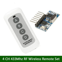 Qiachip 4 Buttons 433MHz Universal 4 CH RF Wireless Remote Control Transmitter Receiver Set Miragegrove