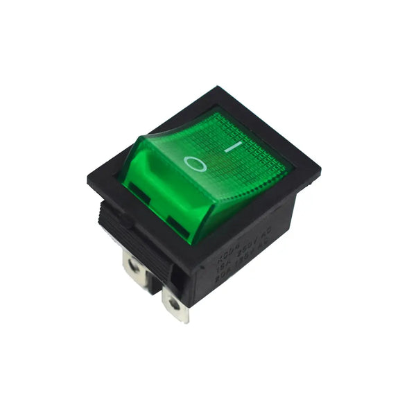 KCD4 16A 250V DPST ON-OFF Rocker Switch with Green Light Miragegrove