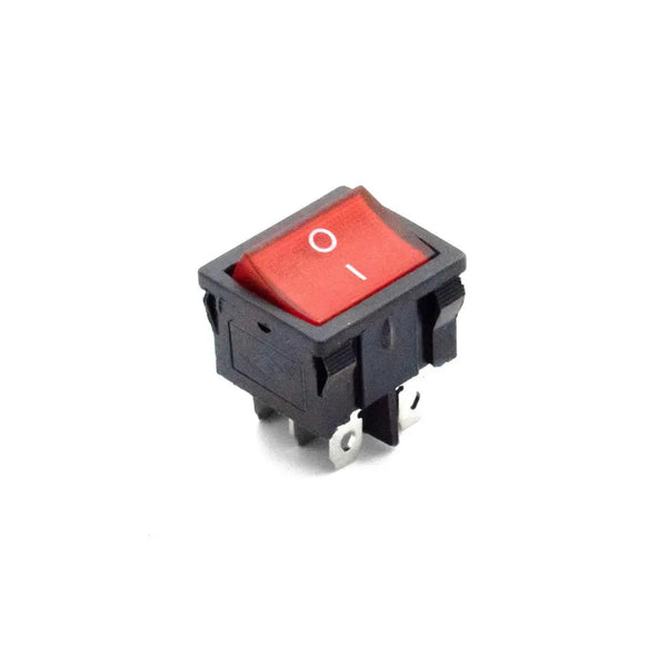 6A 250V AC DPDT ON-ON Rocker Switch (Red) with Backlight Miragegrove