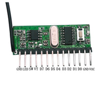 qiachip 433/315Mhz Wireless Receiver Learning Code 1527 Fixed code 2260 Decoding Module 8 CHNNEL Output Learning Button - MirageGrove