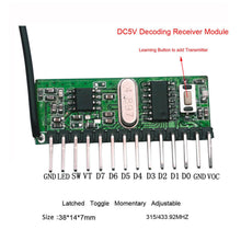 qiachip 433/315Mhz Wireless Receiver Learning Code 1527 Fixed code 2260 Decoding Module 8 CHNNEL Output Learning Button - MirageGrove