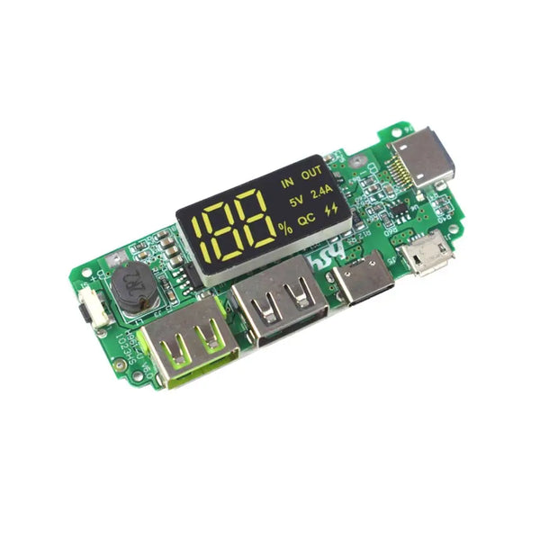 5V 2.4A Dual USB Micro/Type-C Power Bank Module with Display Miragegrove