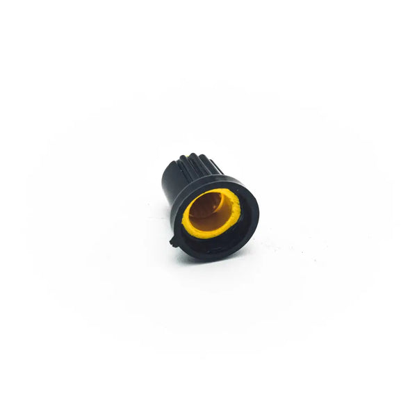 15mm x 17mm Black & Yellow Plastic Knob for 6mm Knurled Shaft Potentiometer Miragegrove