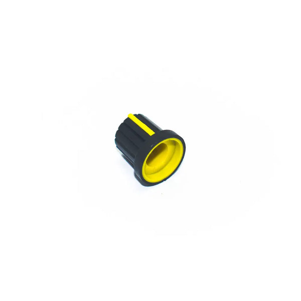 15mm x 15mm Black & Yellow Plastic Knob for 6mm Knurled Shaft Potentiometer Miragegrove