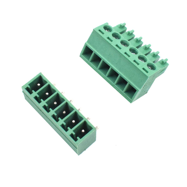 6 Pin Male and Female Pluggable Terminal Connector Right Angle Pitch 3.81mm