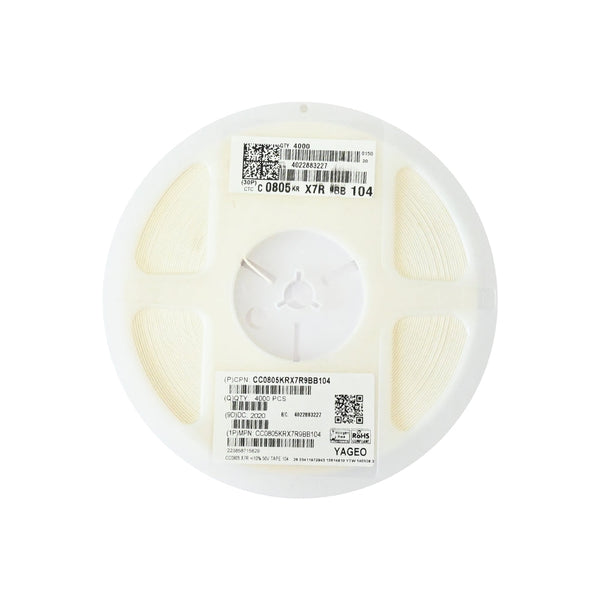 YAGEO 100nf 0.1uf 50V 0805 SMD Capacitor (Pack of 4000) - MirageGrove