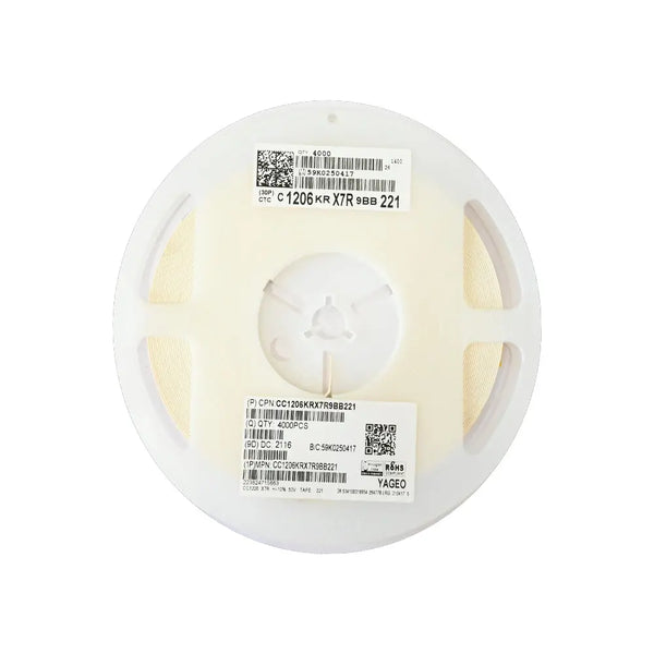 YAGEO 220pf 0.22nf 50V 1206 SMD Capacitor (Pack of 4000) Miragegrove