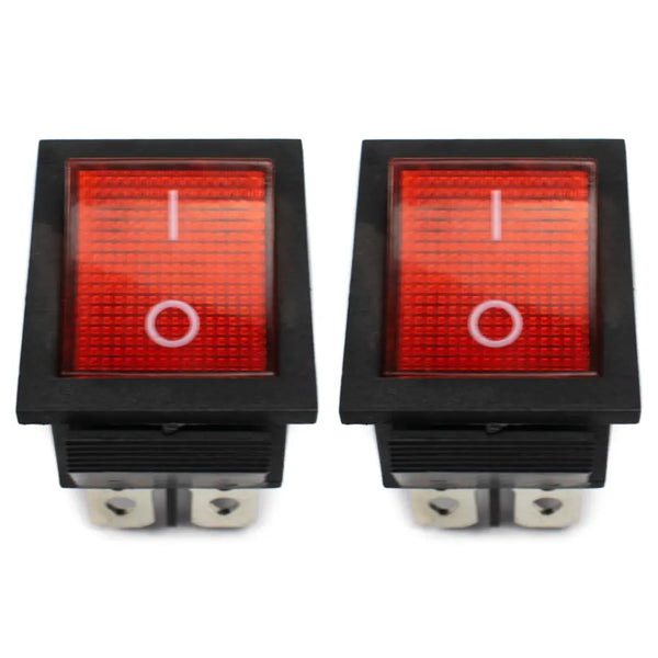 16A 250V DPST ON-OFF Rocker Switch with Indicator Light (Red) with Copper Contacts Miragegrove