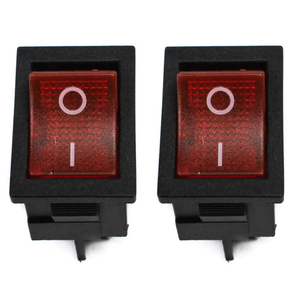 KCD1 6A 250V DPST ON-OFF Rocker Switch with Red Light with Copper Contacts Miragegrove