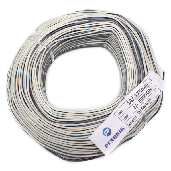 22 AWG Multi Strand 2 Wire Ribbon Cable 90 Meter (Grey & White) 14/0.173mm