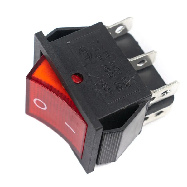 16A 250V DPDT ON-ON Rocker Switch with Indicator Light (Red) Miragegrove