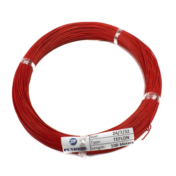 24 AWG Multi-Strand Teflon Wire 24/7/32 (Red) 100 Meter - MirageGrove