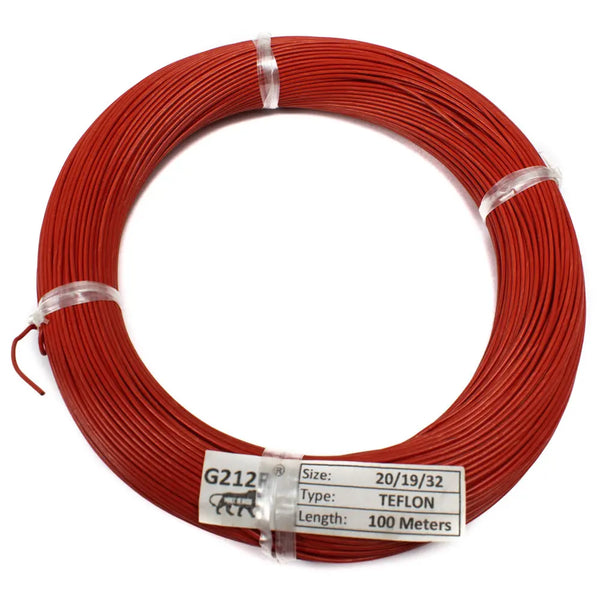 20 AWG Multi-Strand Teflon Wire 20/19/32 (Red) 1 Meter Miragegrove