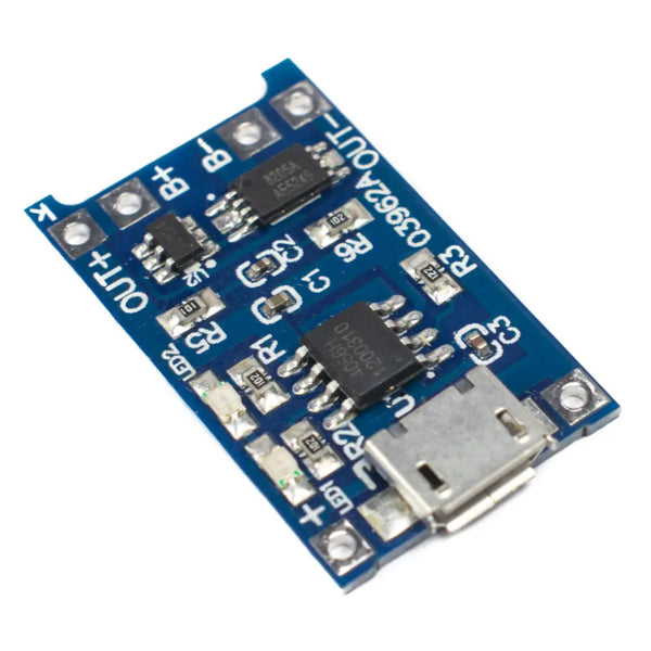 TP4056 1A Li-Ion Battery Charging Board Micro USB with Current Protection.