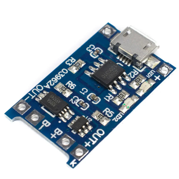 TP4056 1A Li-Ion Battery Charging Board Micro USB with Current Protection.