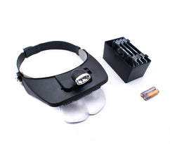 1X 1.5X 2.0X 2.5X 3.5X Head 2LED Hand Free Magnifying Glass Magnifier 81001-A - MirageGrove