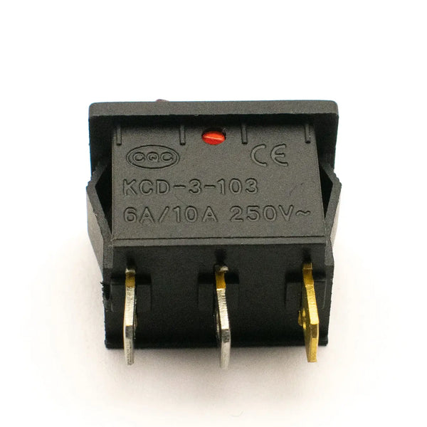 6A 250V SPST ON-OFF Rocker Switch 3 Pin with Red Light Miragegrove