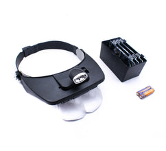 1X 1.5X 2.0X 2.5X 3.5X Head 2LED Hand Free Magnifying Glass Magnifier 81001-A - MirageGrove