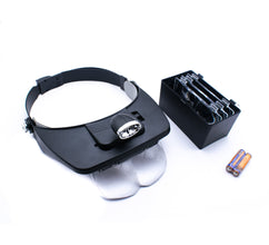 1X 1.5X 2.0X 2.5X 3.5X Head 2LED Hand Free Magnifying Glass Magnifier 81001-A - MirageGrove