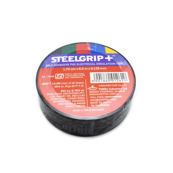 Pidilite Steelgrip+ Self Adhesive PVC Electrical Insulation Tape (Black) Miragegrove