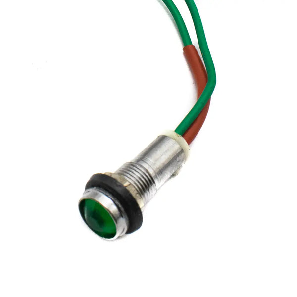 10mm AC Green Power Indicator Light with Wire and Metal Body Miragegrove