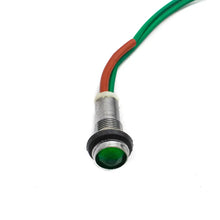 10mm AC Green Power Indicator Light with Wire and Metal Body Miragegrove