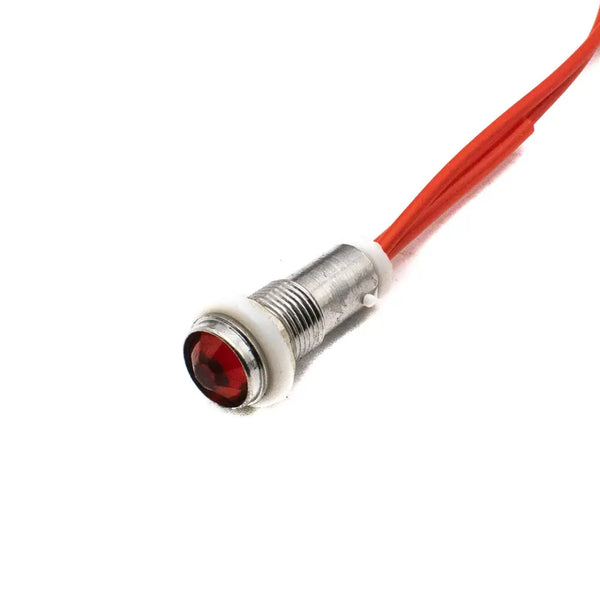 10mm AC Red Power Indicator Light with Wire and Metal Body Miragegrove