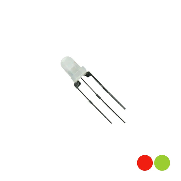 3mm Red/Green Bi-Colour (Common Cathode) 3 Pin LED Small Legs Miragegrove