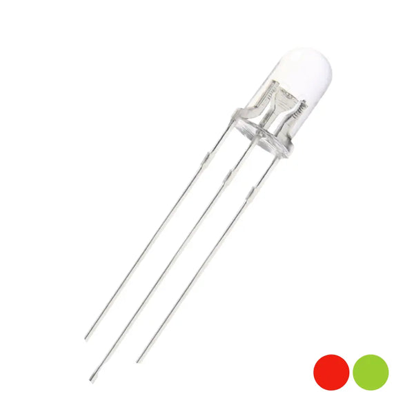 5mm Red/Yellow-Green Bi-Colour (Common Cathode) 3 Pin LED Clear Lens Miragegrove