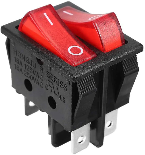 KCD4 Double Boat Rocker Switch 6 Pin On Off With Red Light Miragegrove