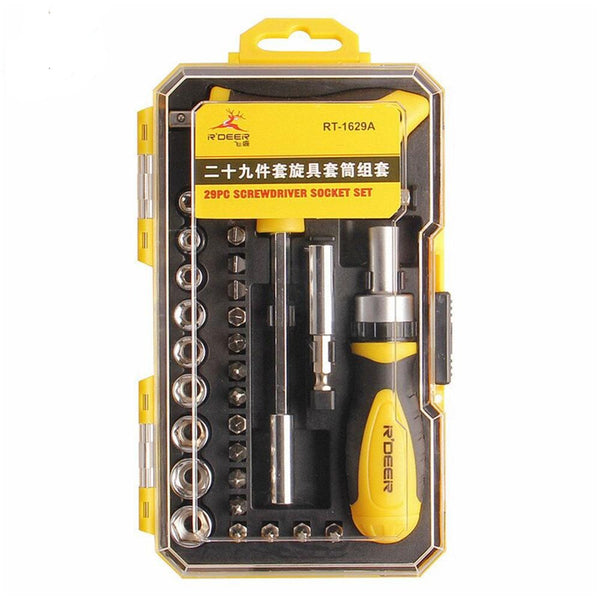 R'DEER (Flying Deer) 29 Pieces Ratchet Screwdriver Bit & T-Handle Tools Set (RT-1629A) - Good Quality