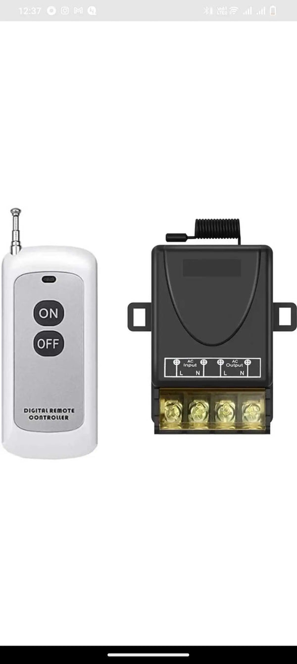 433 MHz Single Channel RF Transmitter Receiver Remote Control Switch for Heavy Loads up to 30A Miragegrove