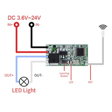 433Mhz DC 12V 24V Universal Wireless Remote Control Switch Mini Size RF Relay Receiver 433.92 Mhz DIY kit for LED Light Miragegrove