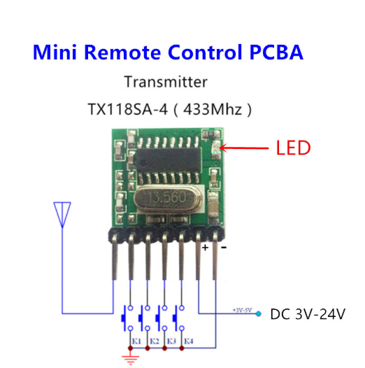 QIACHIP 433 mhz Mini Wireless RF Remote Control 1527 EV1527 Learning code 433mhz Transmitter For Gate garage door Alarm Light controller - MirageGrove