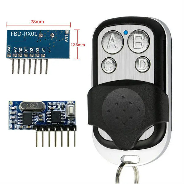 Qiachip 433 mhz metal 4 button wireless RF transceiver kit remote control with receiver Miragegrove